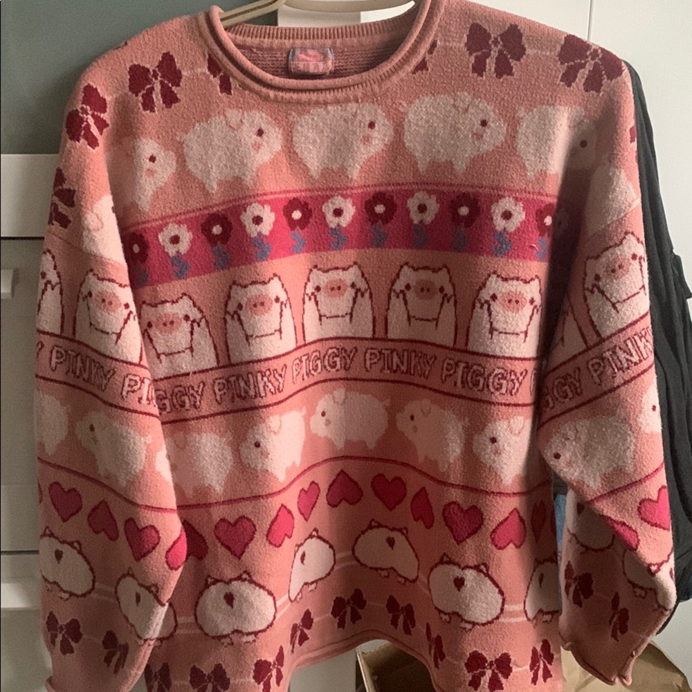 Pink Piggy Patterned Sweater